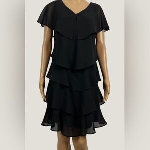 PATRA COCKTAIL DRESS WOMEN BLACK EVENING RUFFLE  V NECK 8